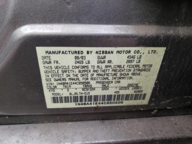 Photo 10 from auction – 2004 NISSAN MAXIMA SE with VIN 1N4BA41E44C850506