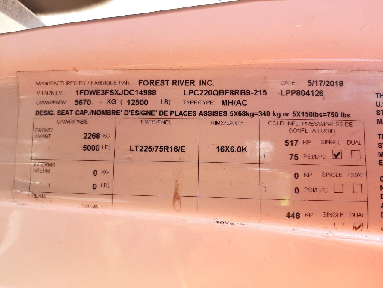 Photo 10 from auction – 2019 FORD ECONOLINE with VIN 1FDWE3FSXJDC14988