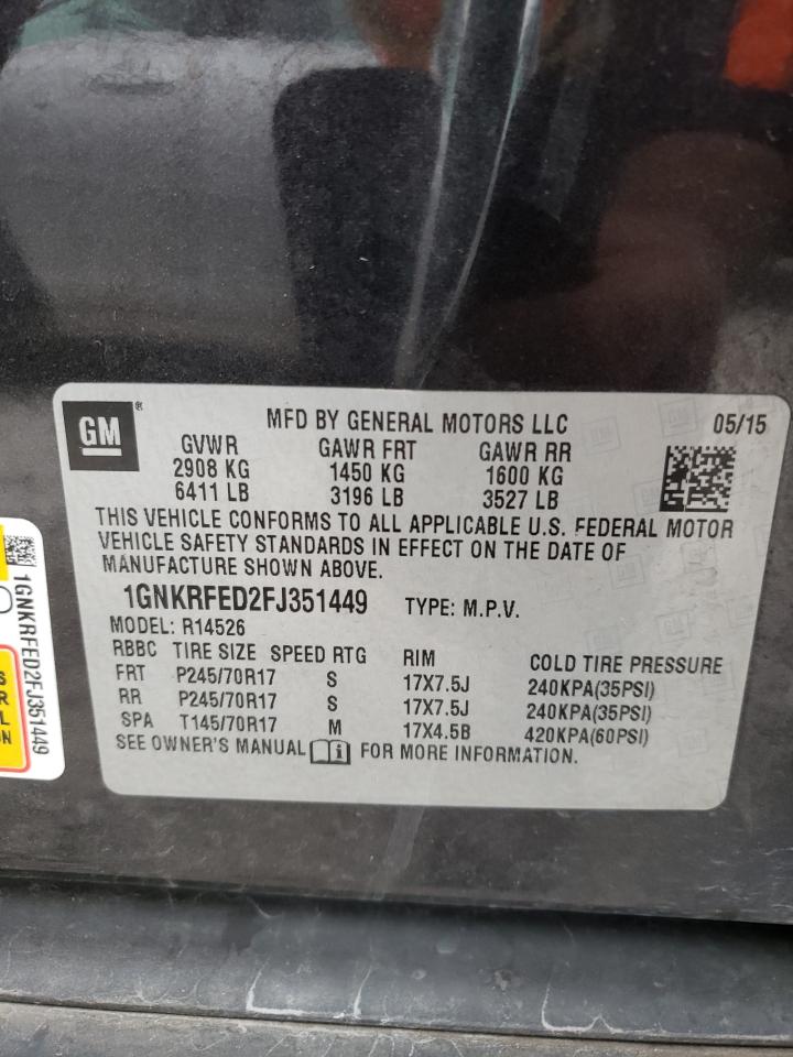 Foto 10 de la subasta – 2015 CHEVROLET TRAVERSE L con VIN 1GNKRFED2FJ351449