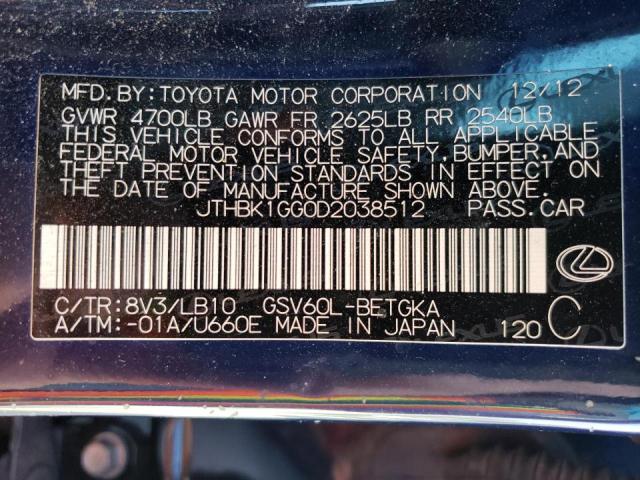 Photo 10 from auction – 2013 LEXUS ES 350 with VIN JTHBK1GG0D2038512