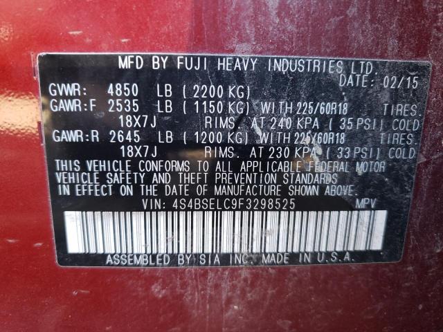 Photo 10 from auction – 2015 SUBARU OUTBACK 3. with VIN 4S4BSELC9F3298525