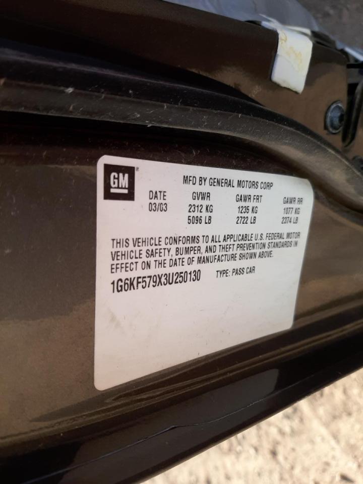 Photo 10 from auction – 2003 CADILLAC DEVILLE DT with VIN 1G6KF579X3U250130