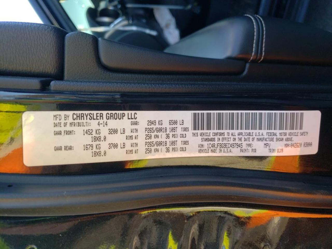 Photo 10 from auction – 2014 JEEP GRAND CHER with VIN 1C4RJFBG9EC497945