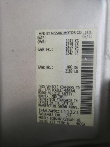 Photo 10 from auction – 2012 NISSAN ALTIMA BAS with VIN 1N4AL2AP9CC111321