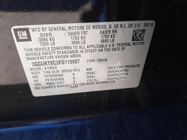 CHEVROLET SILVERADO 2015 with VIN 3GCUKTEC3FG119987 - Photo from auction