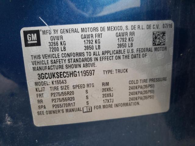 Photo 10 from auction – 2017 CHEVROLET SILVERADO with VIN 3GCUKSEC5HG119597