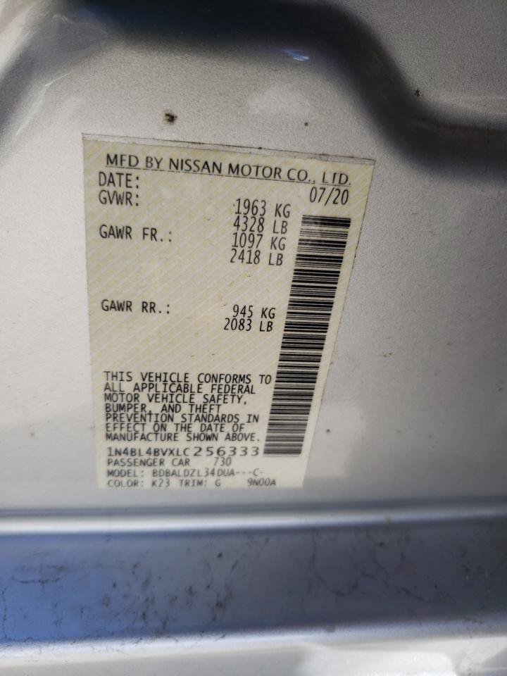 Photo 10 from auction – 2020 NISSAN ALTIMA S with VIN 1N4BL4BVXLC256333
