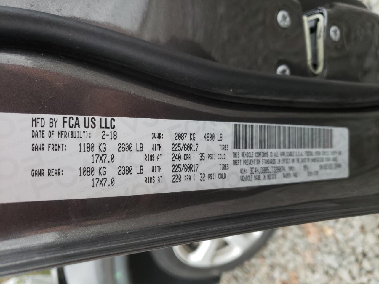 Photo 10 from auction – 2018 JEEP COMPASS LA with VIN 3C4NJDBB5JT328074