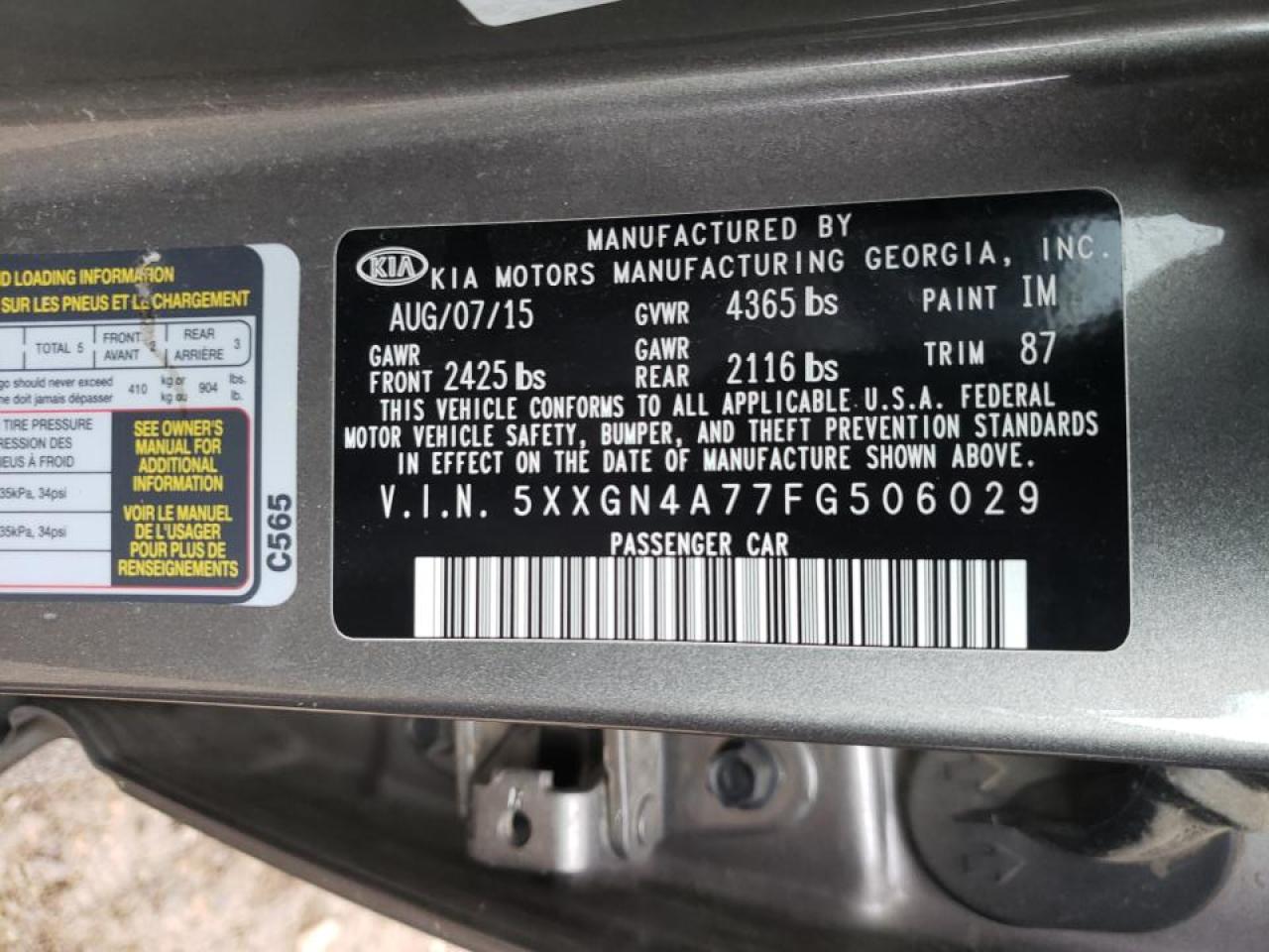 صورة رقم 10 من المزاد - 2015 KIA OPTIMA EX مع VIN 5XXGN4A77FG506029