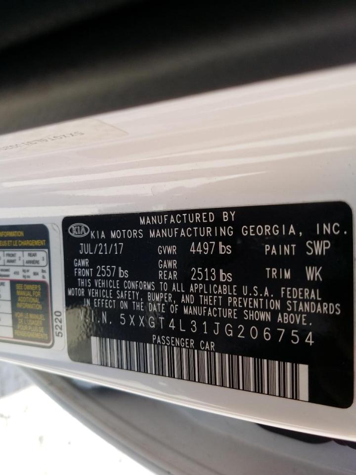 Photo 10 from auction – 2018 KIA OPTIMA LX with VIN 5XXGT4L31JG206754