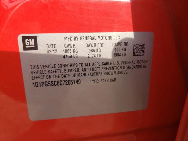 Photo 10 from auction – 2012 CHEVROLET CRUZE LT with VIN 1G1PG5SC6C7265749