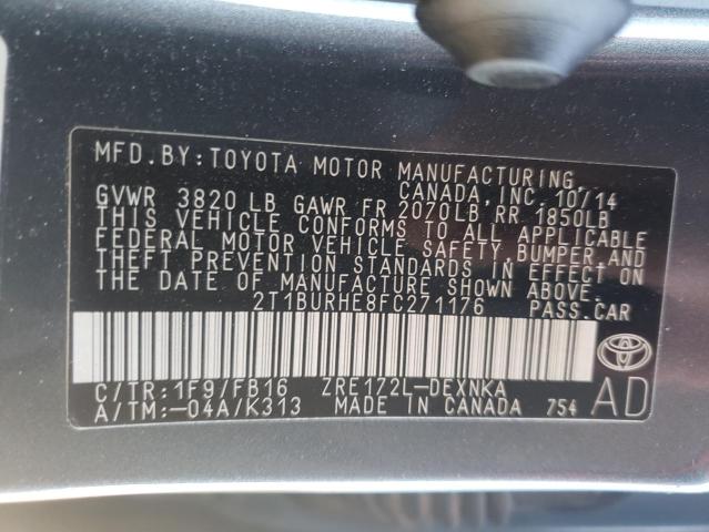 Photo 10 from auction – 2015 TOYOTA COROLLA L with VIN 2T1BURHE8FC271176