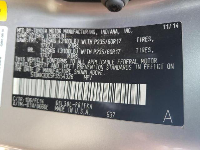 Photo 10 from auction – 2015 TOYOTA SIENNA LE with VIN 5TDKK3DC5FS554326