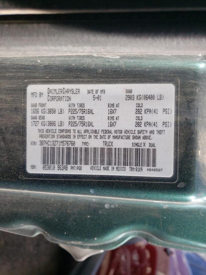 Photo 10 from auction – 2001 DODGE RAM 1500 with VIN 3B7HC13Z71M576760