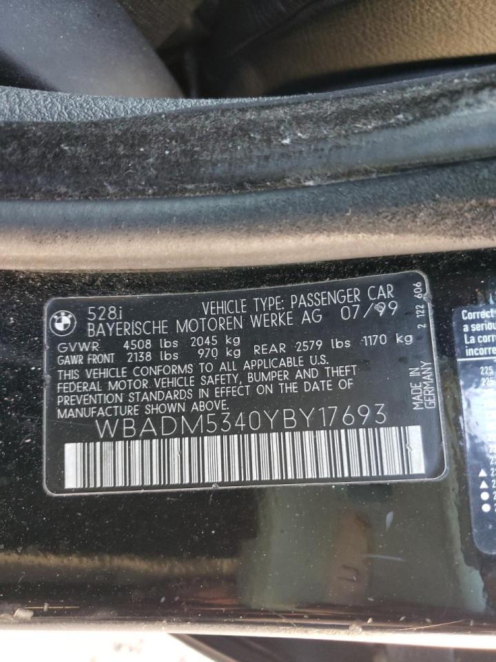 Photo 10 from auction – 2000 BMW 528 I with VIN WBADM5340YBY17693