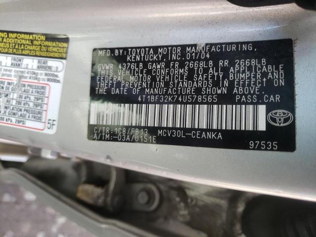 Photo 10 from auction – 2004 TOYOTA CAMRY with VIN 4T1BF32K74U578565