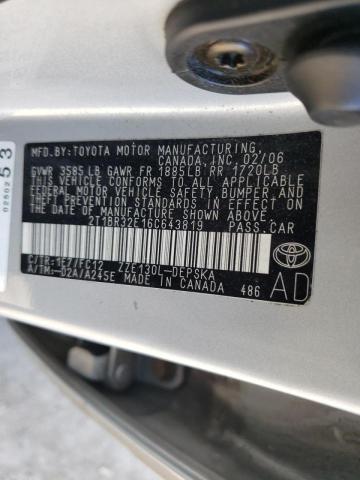 Photo 10 from auction – 2006 TOYOTA COROLLA CE with VIN 2T1BR32E16C643819
