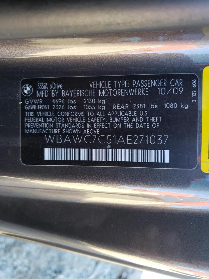 Photo 10 from auction – 2010 BMW 335 XI with VIN WBAWC7C51AE271037