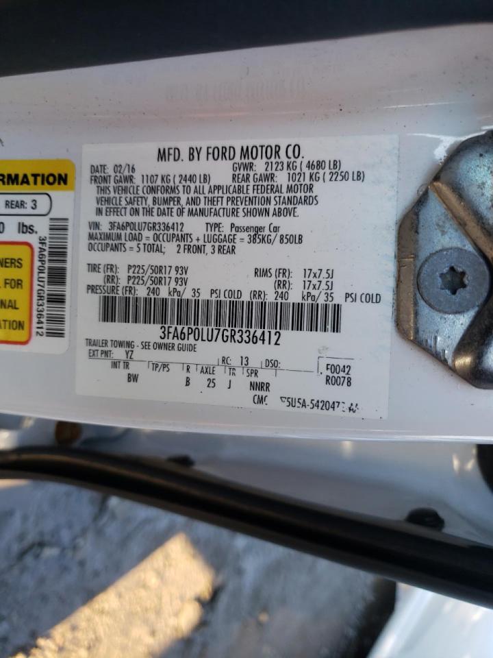 Photo 10 from auction – 2016 FORD FUSION SE with VIN 3FA6P0LU7GR336412