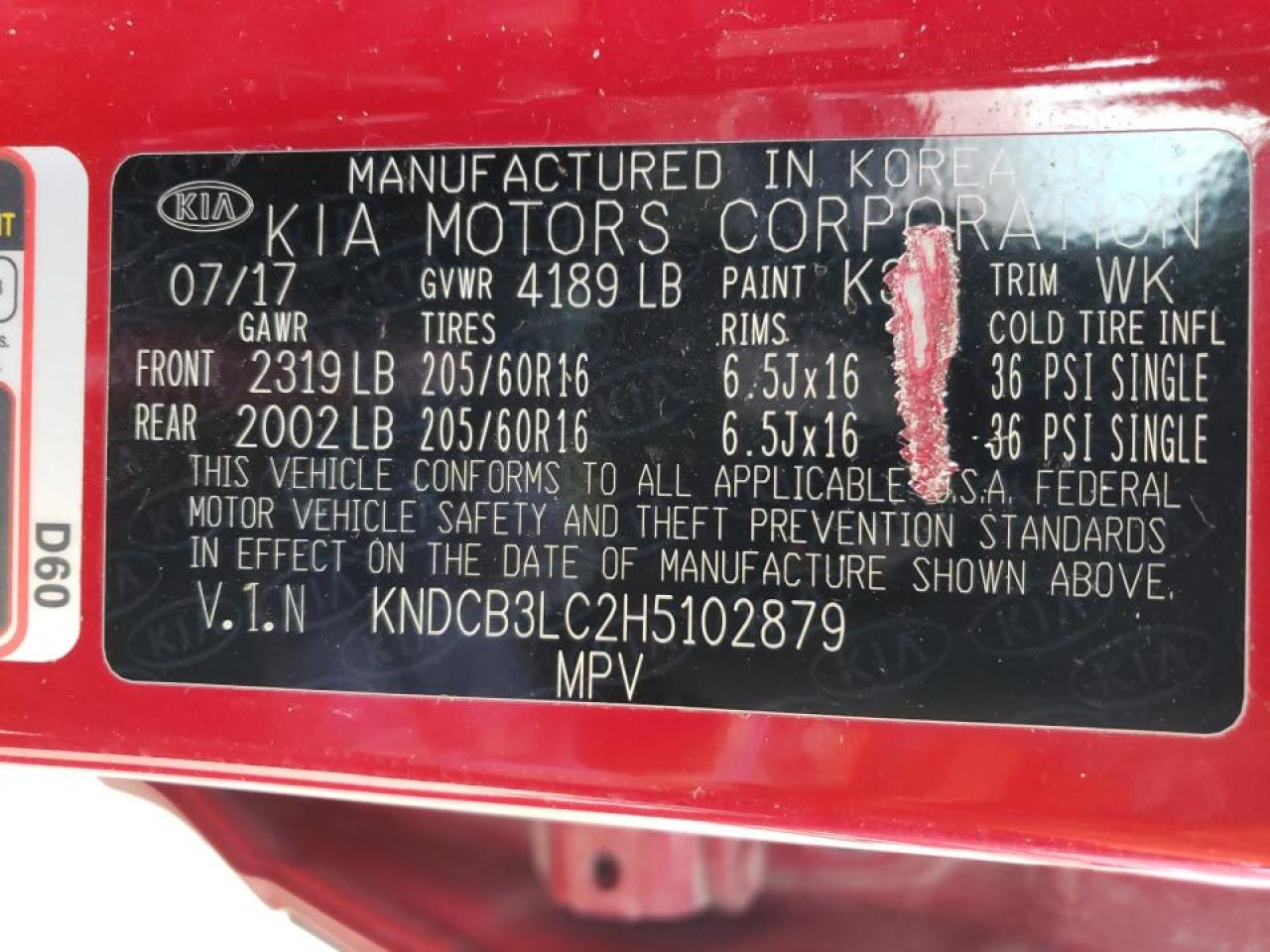 Photo 10 from auction – 2017 KIA NIRO FE with VIN KNDCB3LC2H5102879