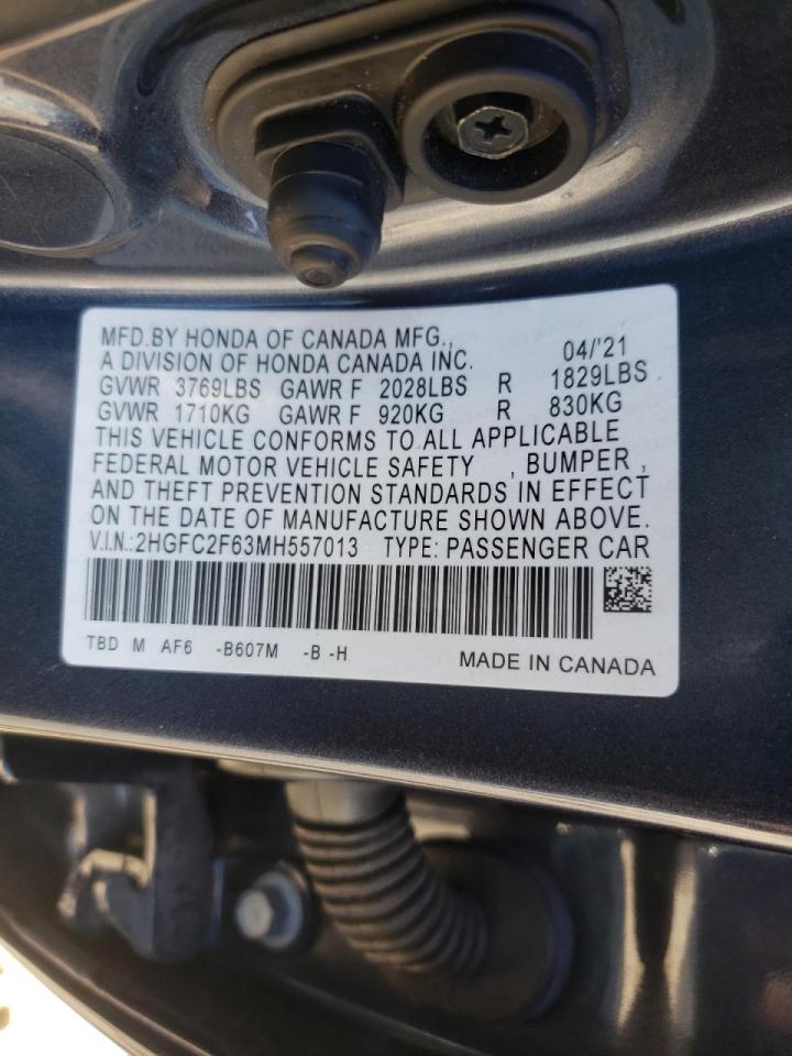 Photo 10 from auction – 2021 HONDA CIVIC LX with VIN 2HGFC2F63MH557013
