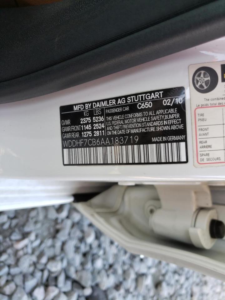 Photo 10 from auction – 2010 MERCEDES-BENZ E 550 with VIN WDDHF7CB6AA183719