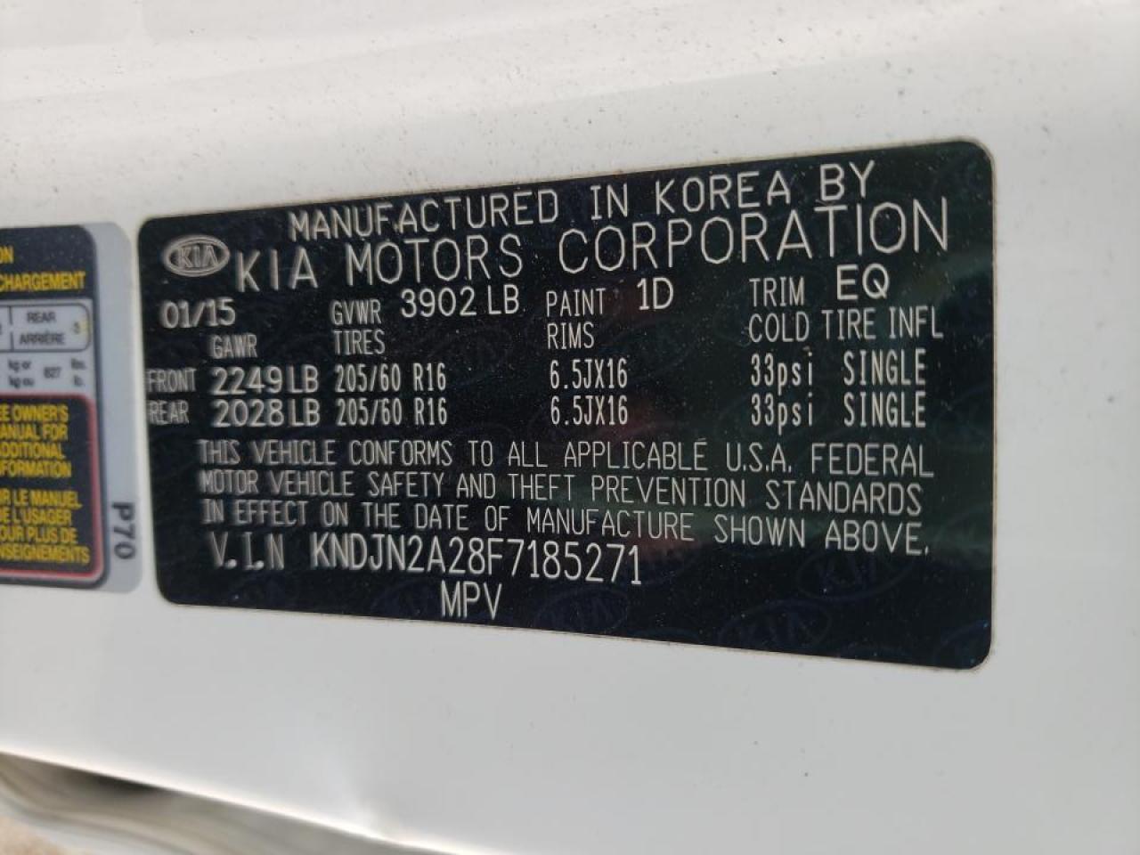 Photo 10 from auction – 2015 KIA SOUL with VIN KNDJN2A28F7185271