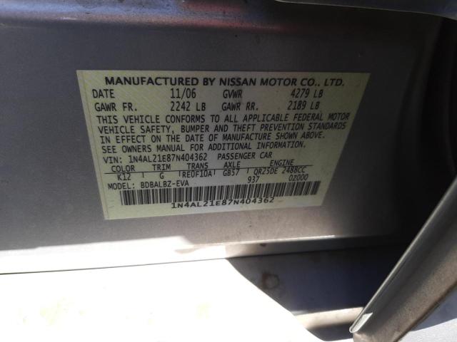 Photo 10 from auction – 2007 NISSAN ALTIMA 2.5 with VIN 1N4AL21E87N404362