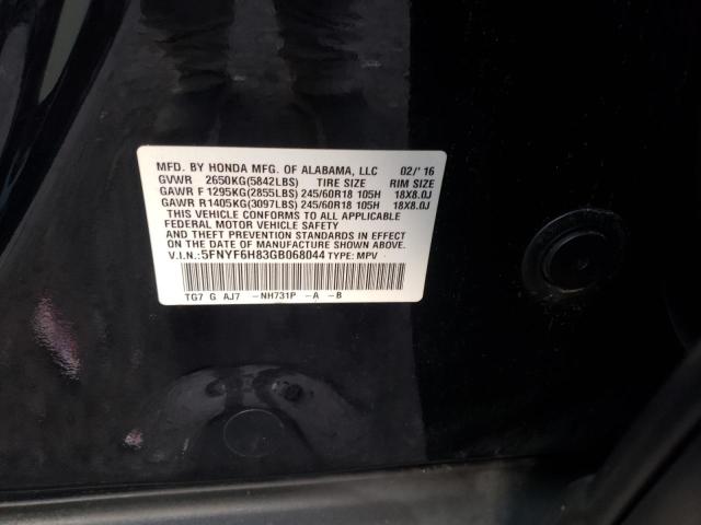 Photo 10 from auction – 2016 HONDA PILOT EXL with VIN 5FNYF6H83GB068044