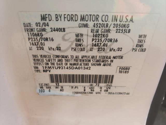 Photo 10 from auction – 2005 FORD ESCAPE with VIN 1FMYU93145DA01342