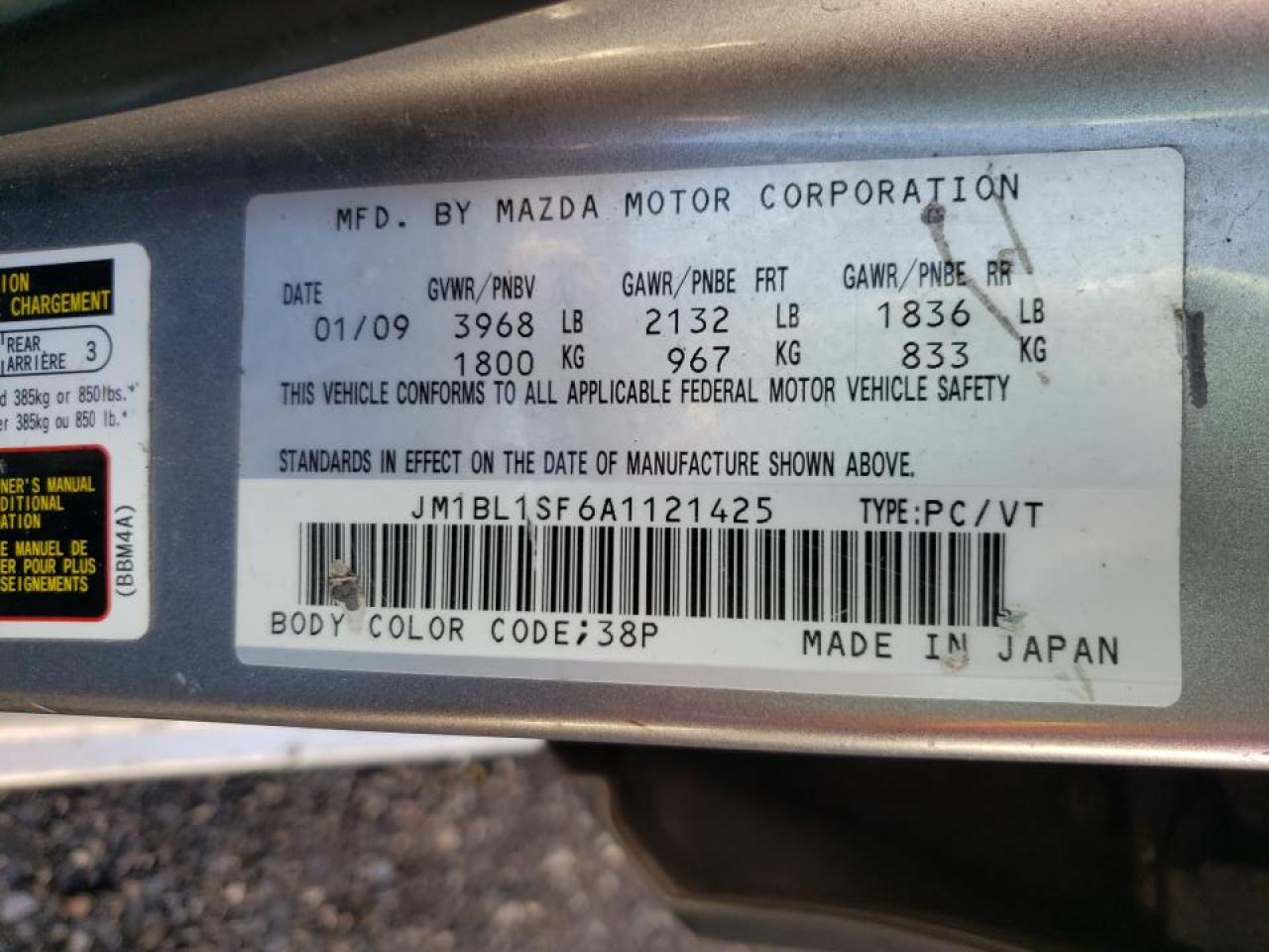 Photo 10 from auction – 2010 MAZDA 3 I with VIN JM1BL1SF6A1121425