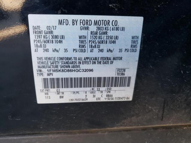 Photo 10 from auction – 2017 FORD EXPLORER X with VIN 1FM5K8D86HGC32096