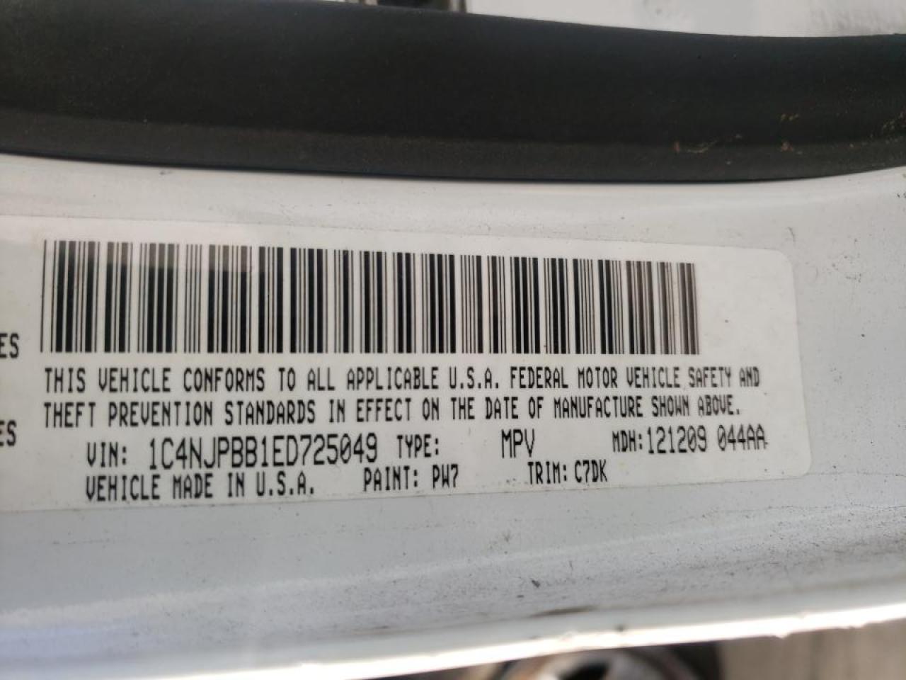 Photo 10 from auction – 2014 JEEP PATRIOT SP with VIN 1C4NJPBB1ED725049