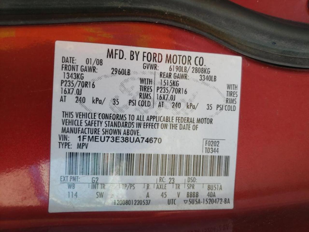 Foto 10 de la subasta – 2008 FORD EXPLORER X con VIN 1FMEU73E38UA74670
