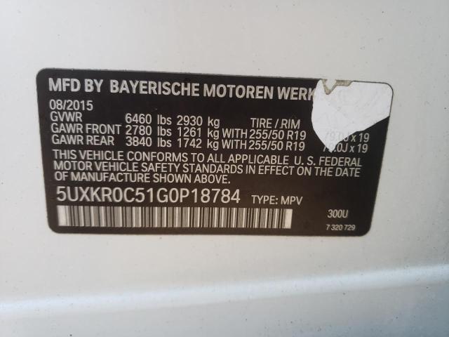 Photo 10 from auction – 2016 BMW X5 XDRIVE3 with VIN 5UXKR0C51G0P18784