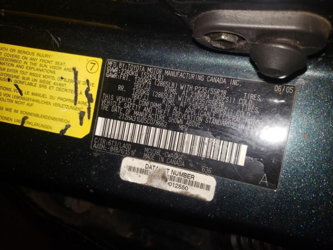 Photo 10 from auction – 2005 LEXUS RX 330 with VIN 2T2HA31U05C078662