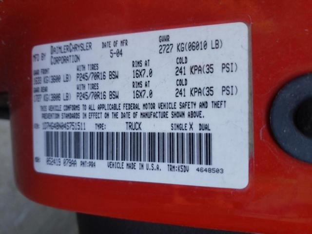 Photo 10 from auction – 2004 DODGE DAKOTA QUA with VIN 1D7HG48N04S751511