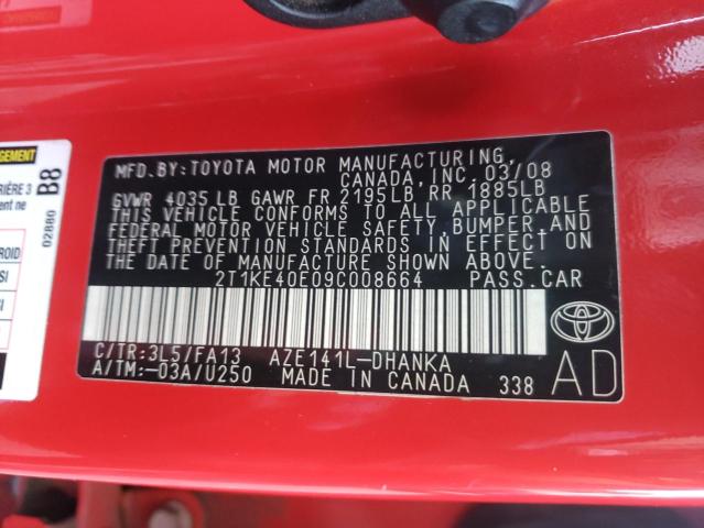 Photo 10 from auction – 2009 TOYOTA COROLLA MA with VIN 2T1KE40E09C008664