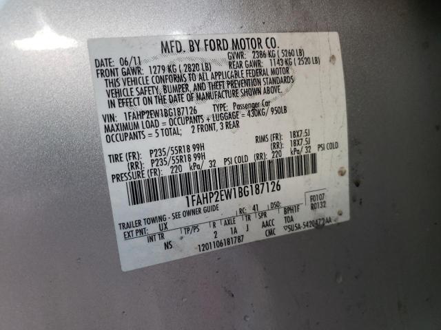 Photo 10 from auction – 2011 FORD TAURUS SEL with VIN 1FAHP2EW1BG187126