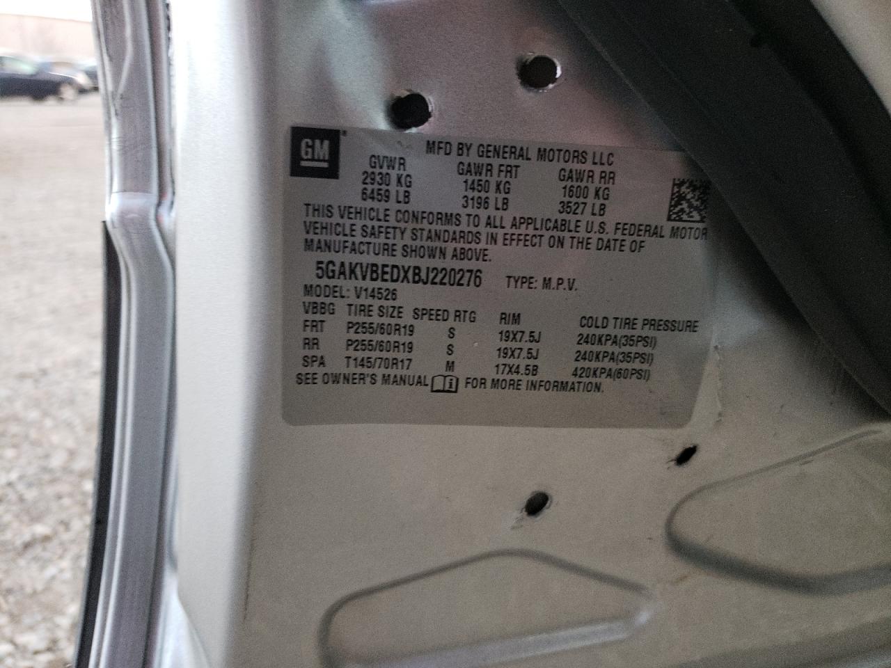 Photo 10 from auction – 2011 BUICK ENCLAVE CX with VIN 5GAKVBEDXBJ220276