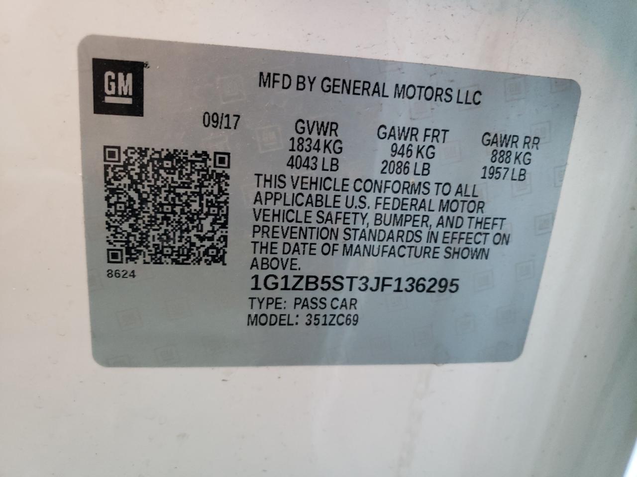 Photo 10 from auction – 2018 CHEVROLET MALIBU LS with VIN 1G1ZB5ST3JF136295