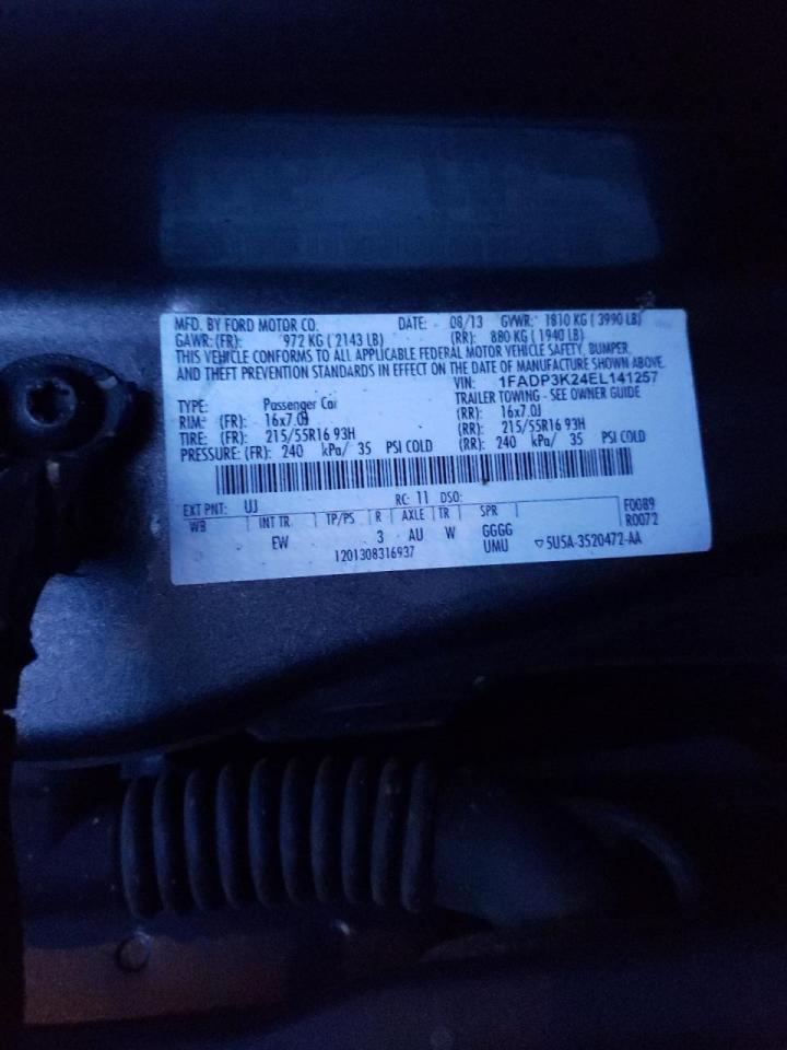 Photo 10 from auction – 2014 FORD FOCUS SE with VIN 1FADP3K24EL141257