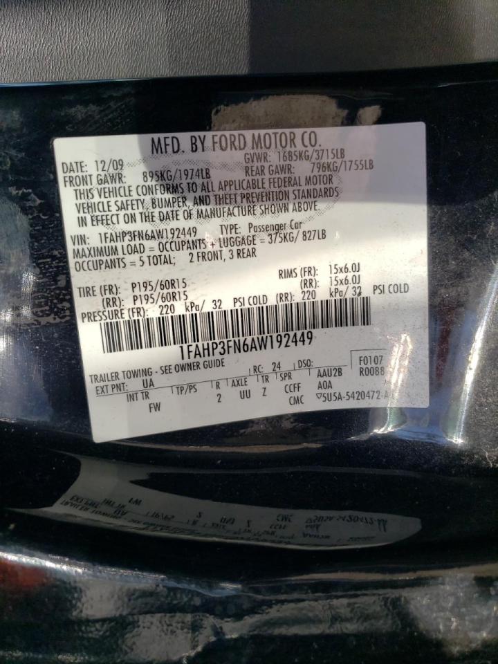 Photo 10 from auction – 2010 FORD FOCUS SE with VIN 1FAHP3FN6AW192449