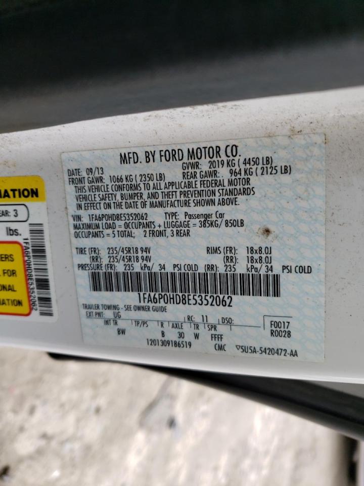 Photo 10 from auction – 2014 FORD FUSION SE with VIN 1FA6P0HD8E5352062