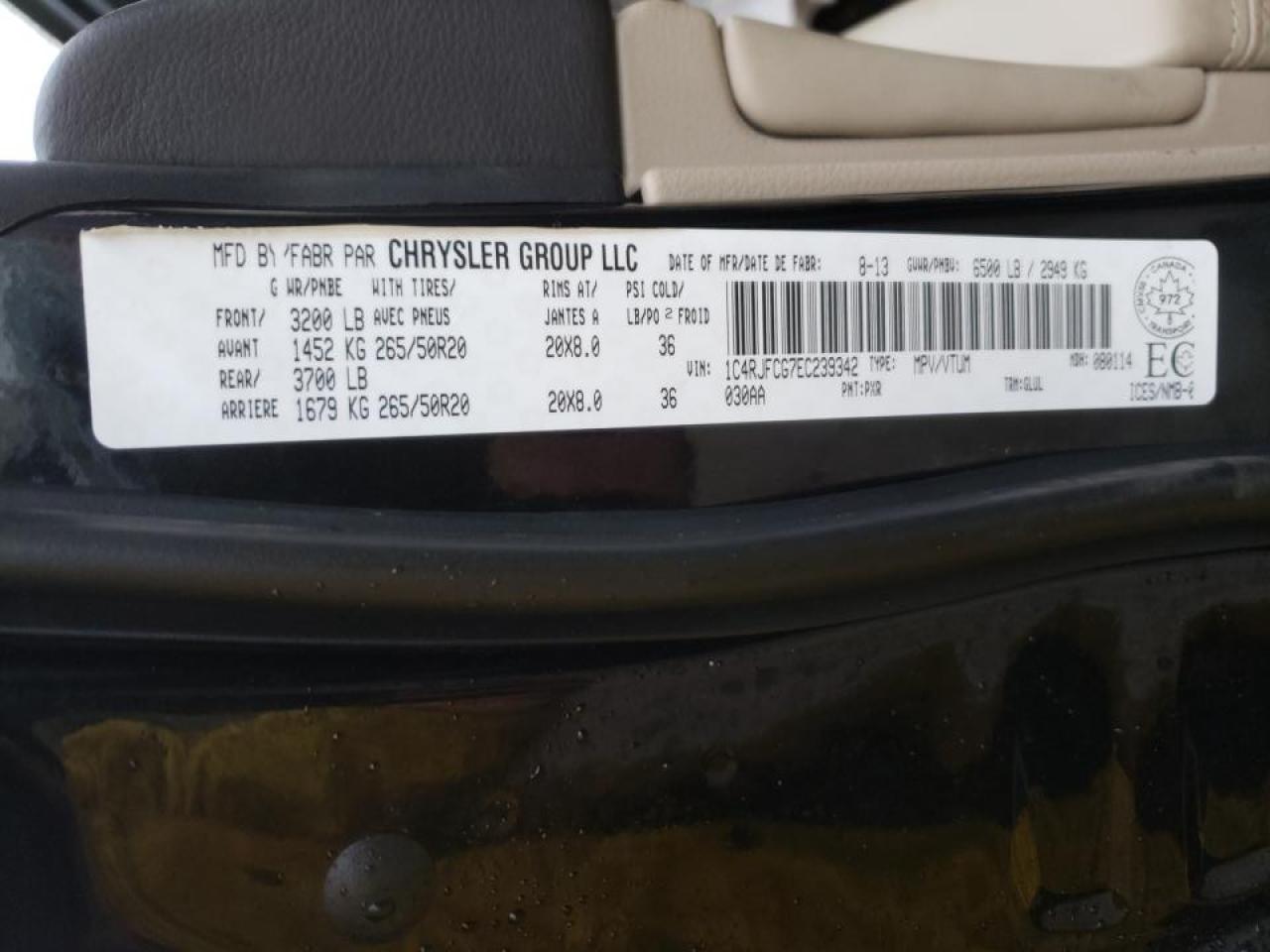 Photo 10 from auction – 2014 JEEP GRAND CHER with VIN 1C4RJFCG7EC239342