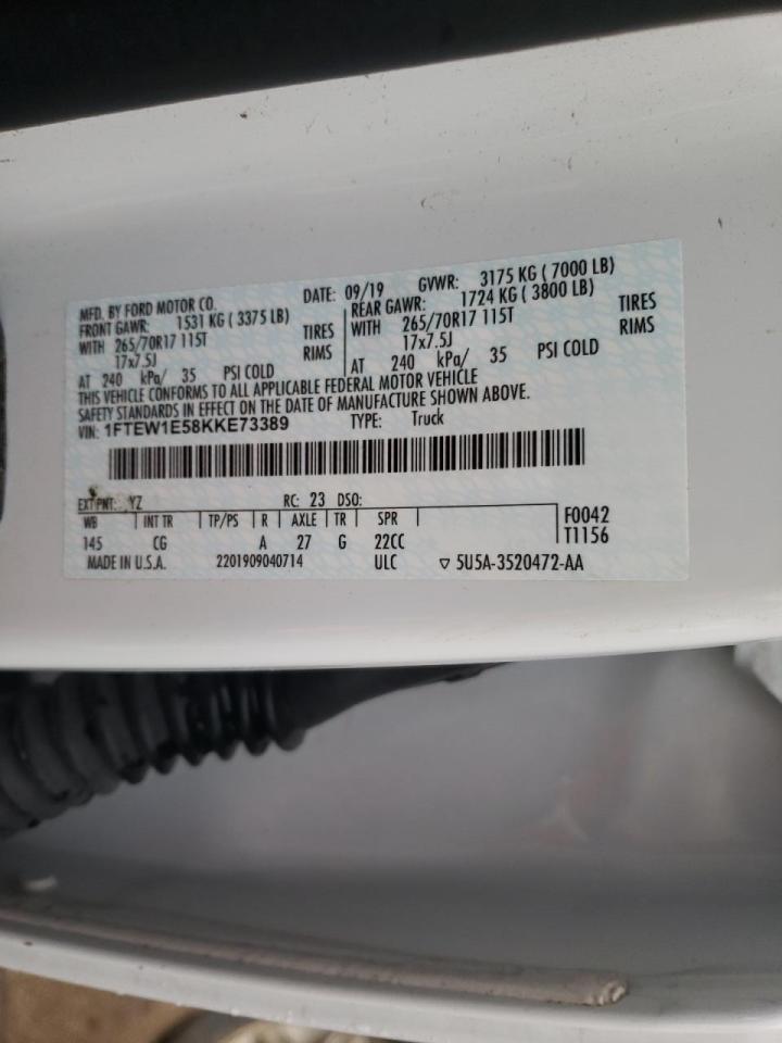 Photo 10 from auction – 2019 FORD F-150 with VIN 1FTEW1E58KKE73389