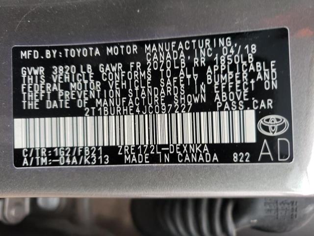 Photo 10 from auction – 2018 TOYOTA COROLLA L with VIN 2T1BURHE4JC097227