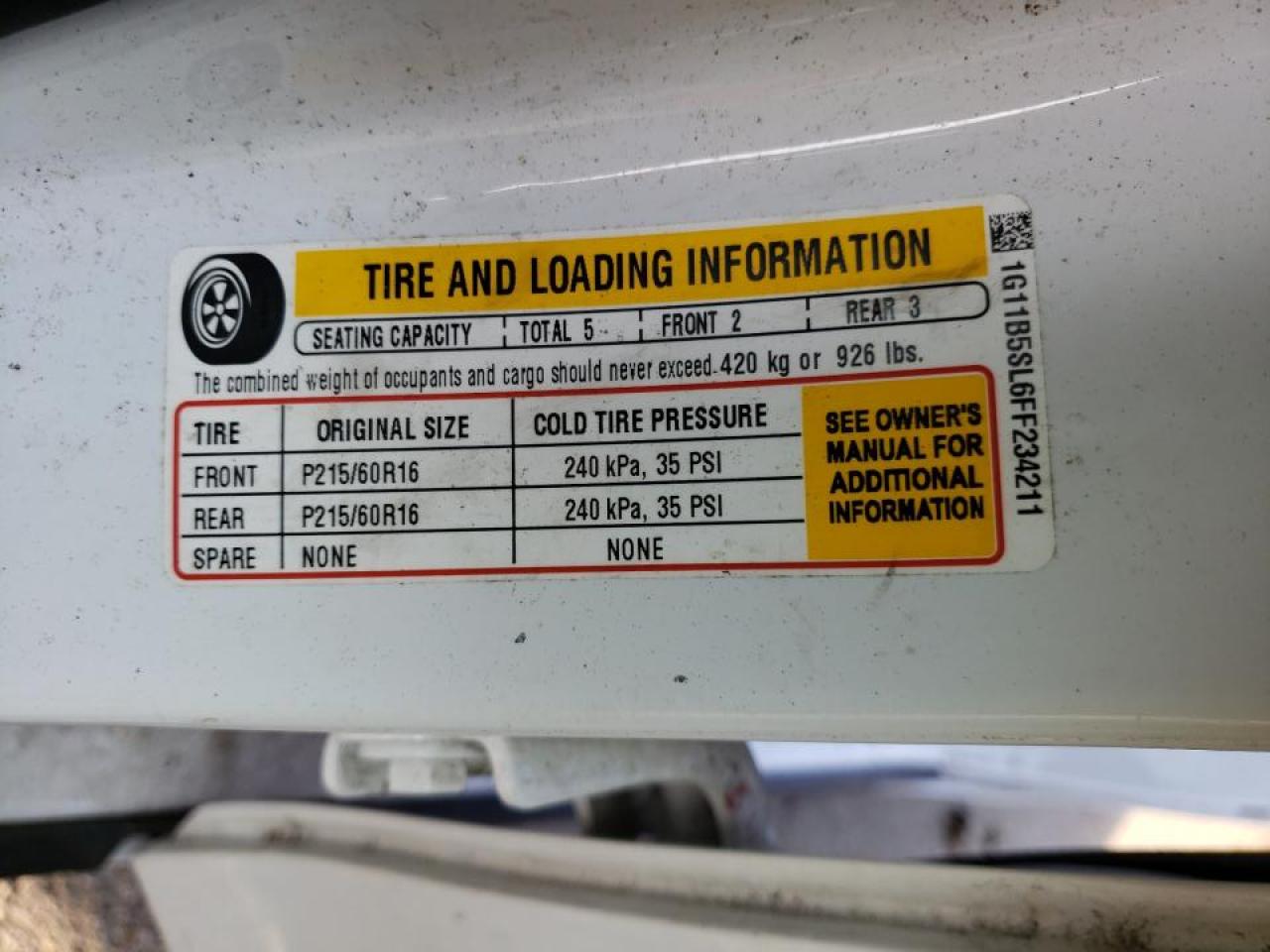 Photo 10 from auction – 2015 CHEVROLET MALIBU LS with VIN 1G11B5SL6FF234211