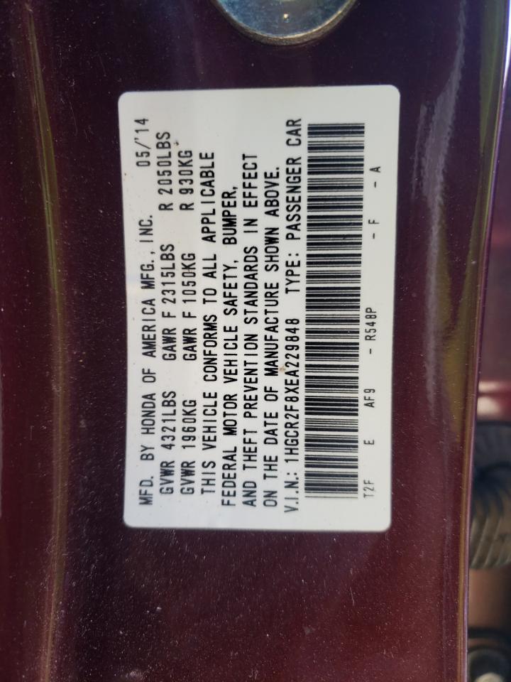 Photo 10 from auction – 2014 HONDA ACCORD EXL with VIN 1HGCR2F8XEA229848