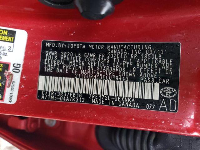 Photo 9 from auction – 2014 TOYOTA COROLLA L with VIN 2T1BURHE3EC018443
